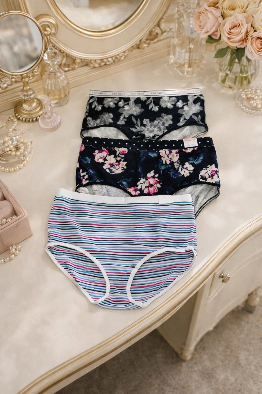 Cacique Full Cotton Brief Underwear Lot Printed, Size 14/16 XL